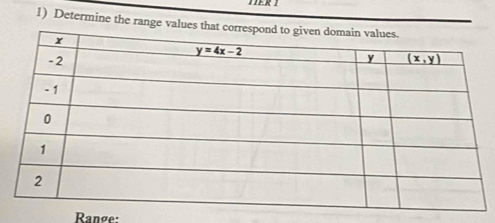 Determine the range values
Range: