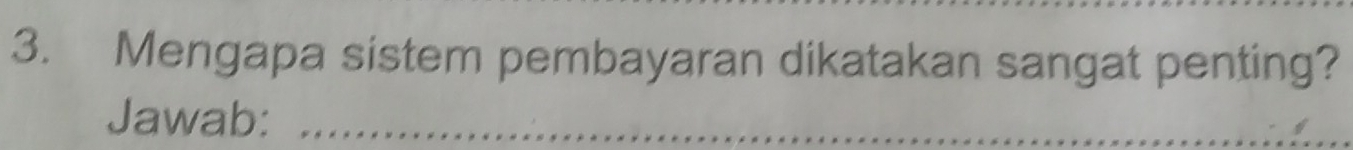 Mengapa sistem pembayaran dikatakan sangat penting? 
Jawab:_