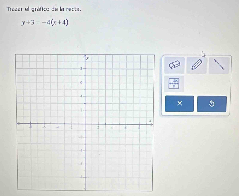 Trazar el gráfico de la recta.
y+3=-4(x+4)
× a