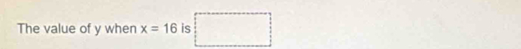 The value of y when x=16 is □