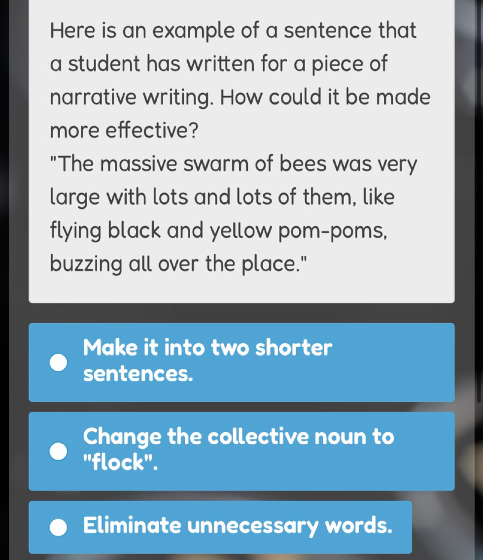Solved: Here is an example of a sentence that a student has written for ...
