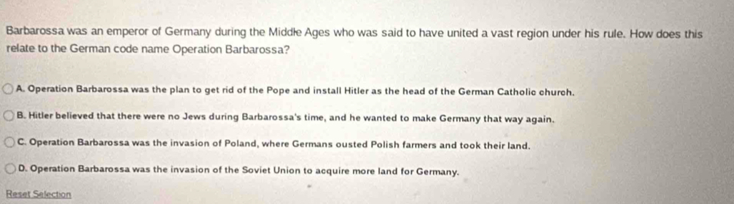 Solved: Barbarossa was an emperor of Germany during the Middle Ages who ...