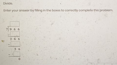 Divide. 
Enter your answer by filling in the boxes to correctly complete this problem.
beginarrayr □ □  7encloselongdiv 35.56 -□ □  hline □ 6 -□ □  hline 0endarray 