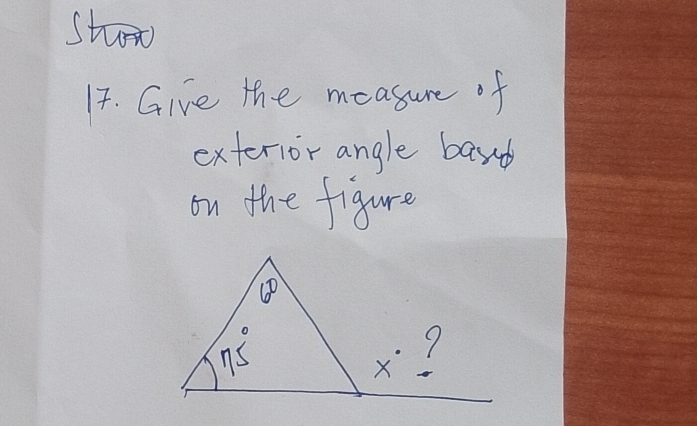 Give the measure of
exterior angle bard
on the figure