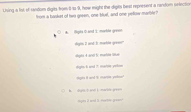Solved: Using a list of random digits from 0 to 9, how might the digits ...