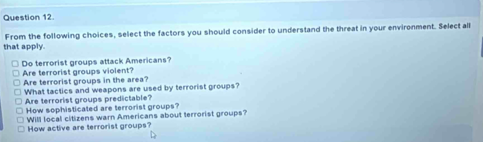 Solved: From the following choices, select the factors you should consider to understand the ...