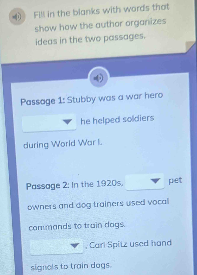 Solved: Fill in the blanks with words that show how the author ...