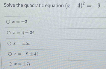 Solve the quadratic equation