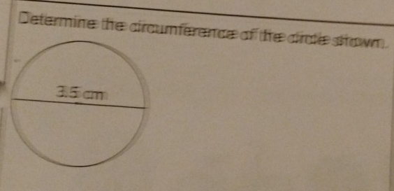 Determine the circumference of the drate shown