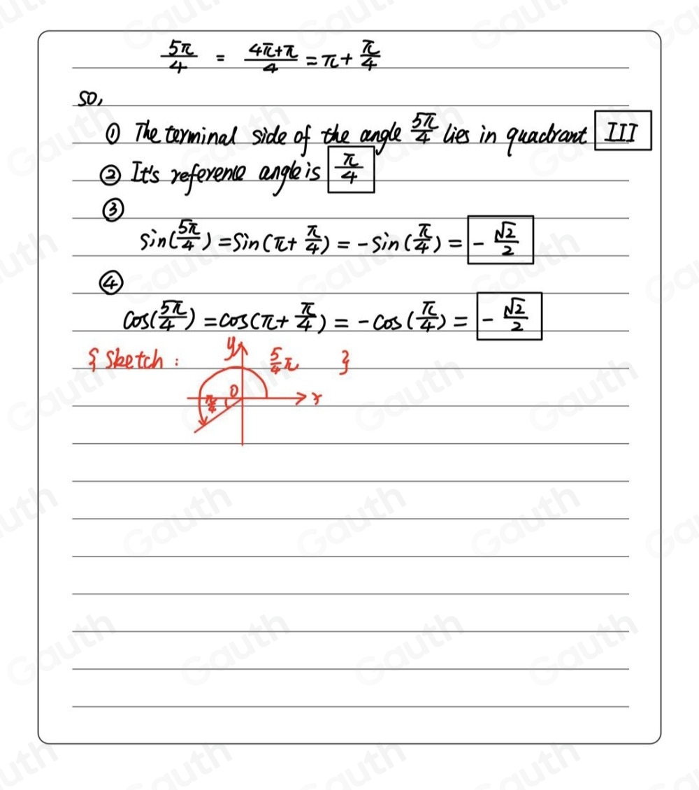Solved: Find the reference angle, the quadrant of the terminal side ...