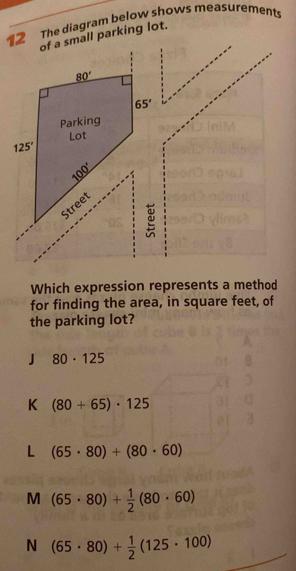 Solved: The diagram below shows measurements of a small parking lot ...
