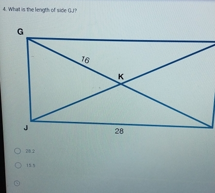 What is the length of side GJ?
28.2
15.5