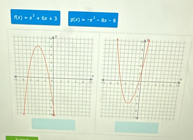 f(x)=x^2+6x+3 g(x)=-x^2-8x-8