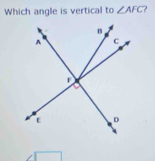 Which angle is vertical to ∠ AFC 2