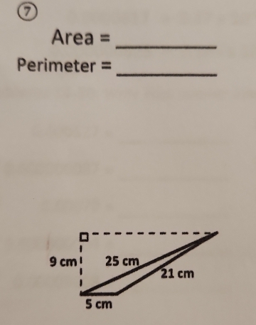 Area= _ 
Per imeter= _