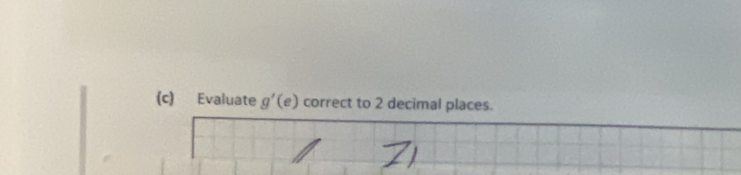 Evaluate g'(e) correct to 2 decimal places.