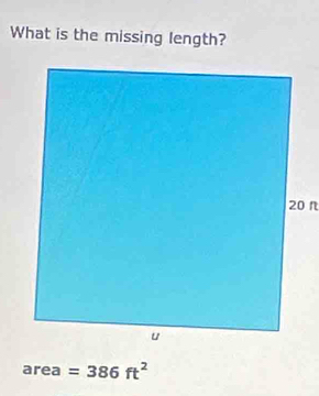 What is the missing length?
area =386ft^2