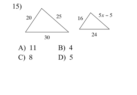 A) 11 B) 4
C) 8 D) 5