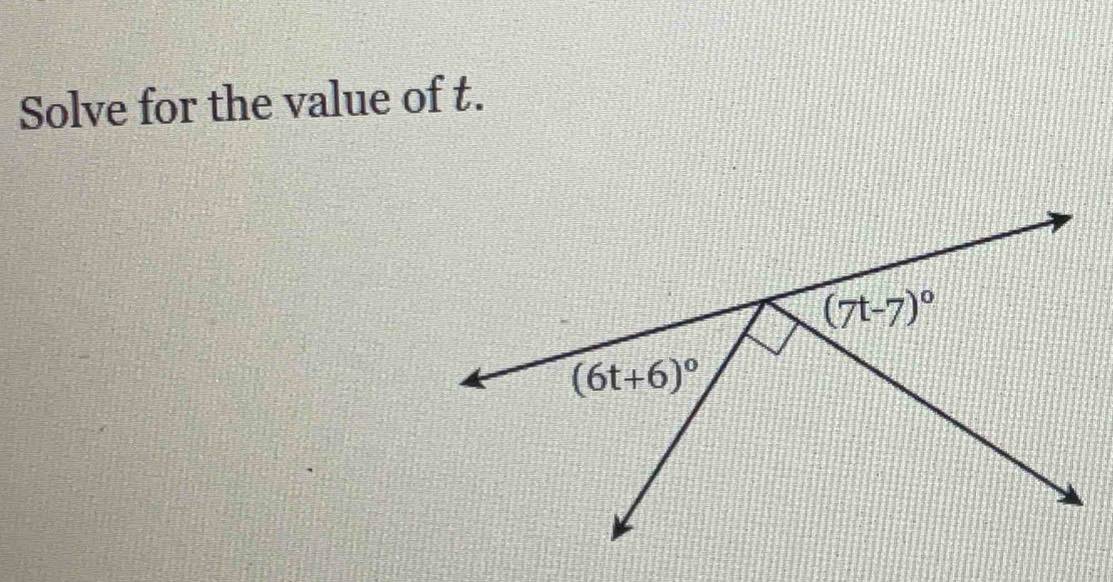 Solve for the value of t.