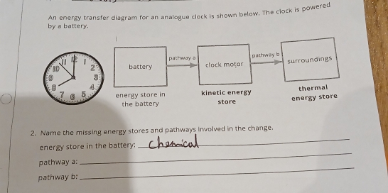 Solved: An energy transfer diagram for an analogue clock is shown below ...