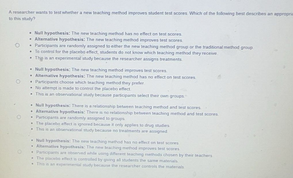 Solved: A researcher wants to test whether a new teaching method ...