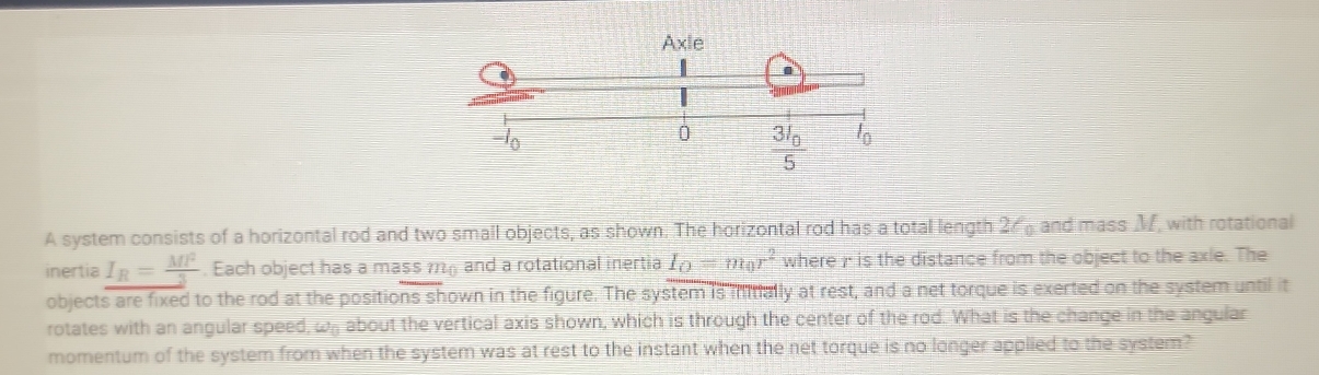 Solved: A system consists of a horizontal rod and two smail objects, as ...