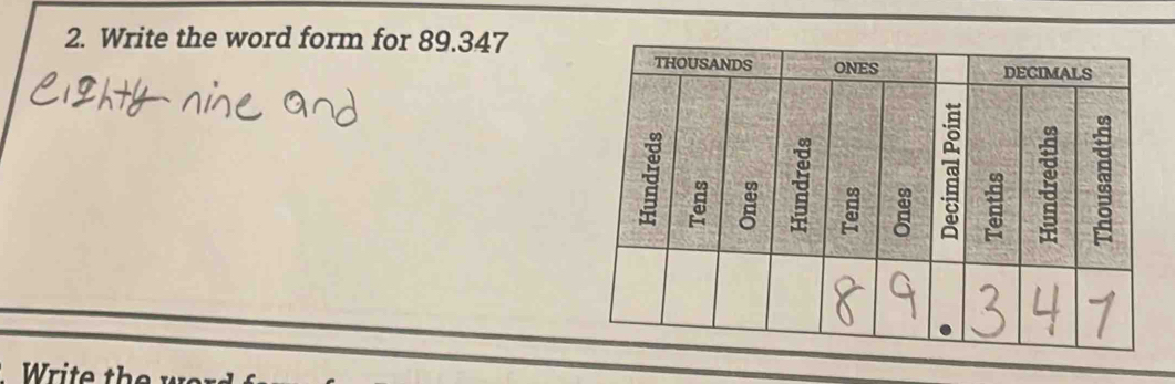 Write the word form for 89.347