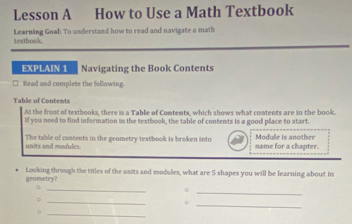Resuelto:Lesson A How to Use a Math Textbook Learning Goal: To ...