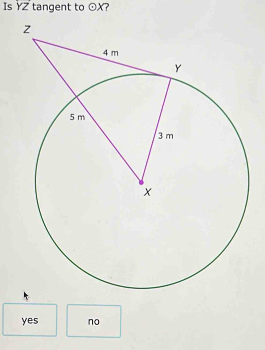 Is YZ tangent to odot X
yes no