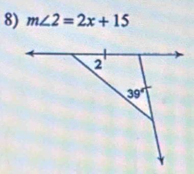 m∠ 2=2x+15