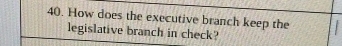 How does the executive branch keep the 
legislative branch in check?