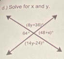 ) Solve for x and y.