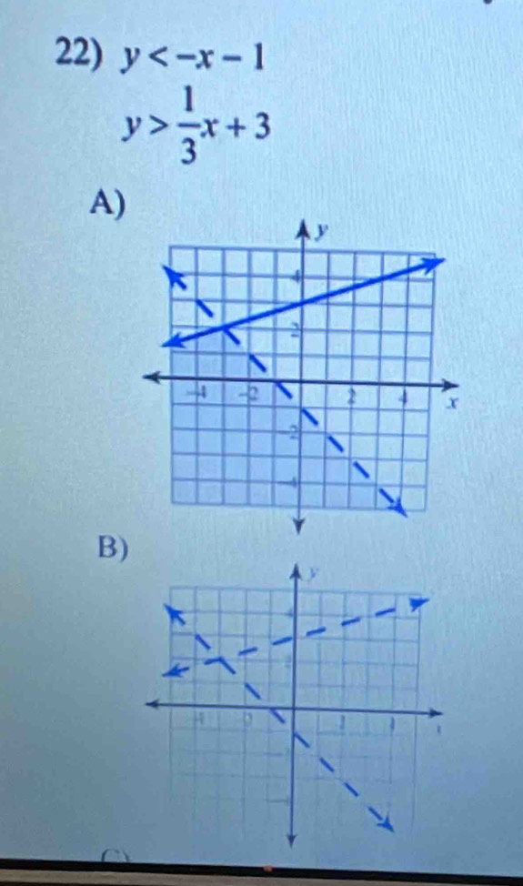 y
y> 1/3 x+3
A)
B)