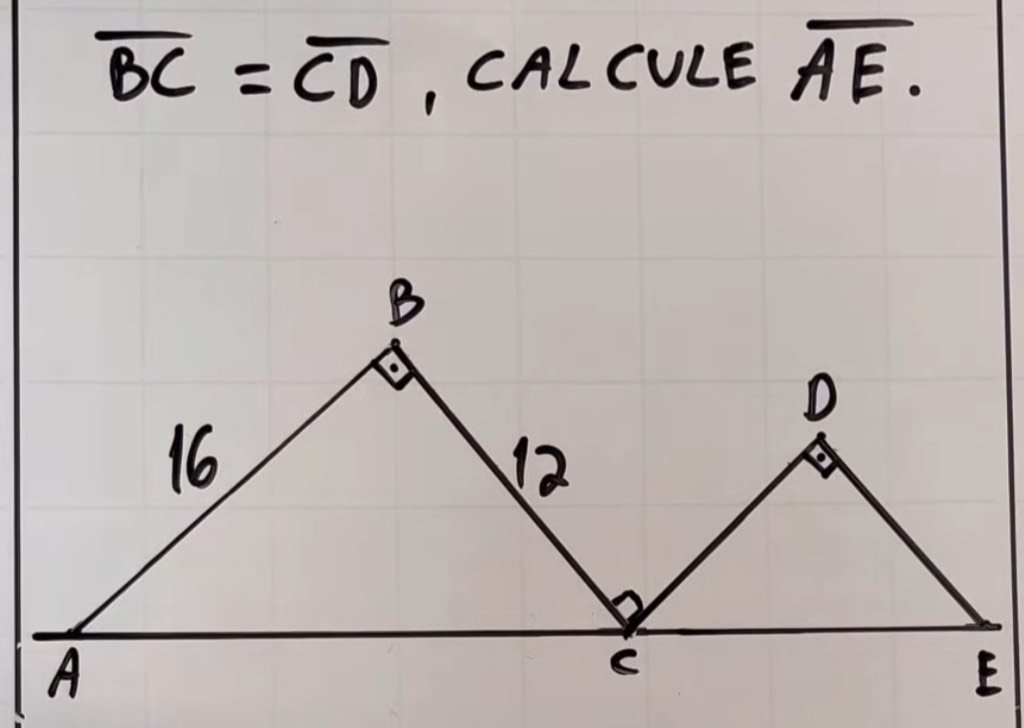 overline BC=overline CD , CALCULE overline AE.