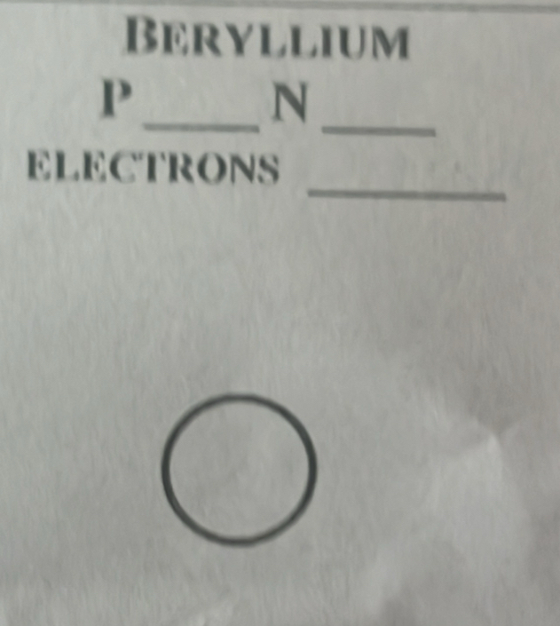 Beryllium
P
_N 
_ 
_ 
ELECTRONS