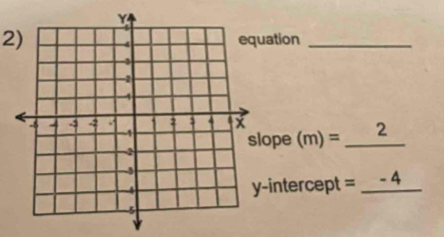 2)ation_ 
ope (m)=_ 2
-intercept =_ -4