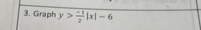 Graph y> (-1)/2 |x|-6