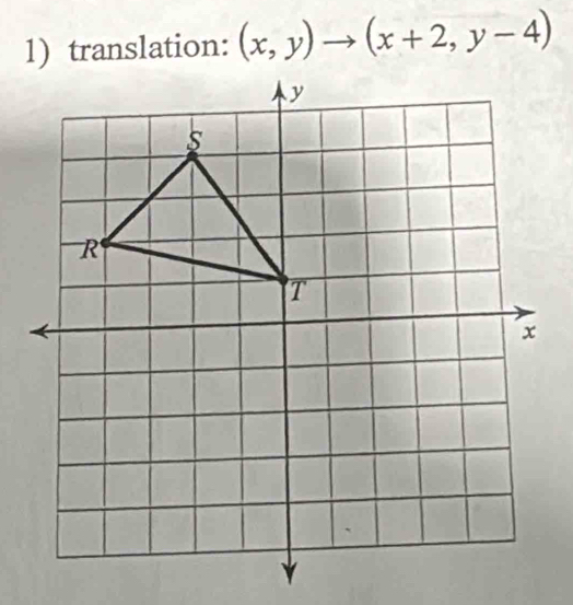 1)translation: (x,y)to (x+2,y-4)