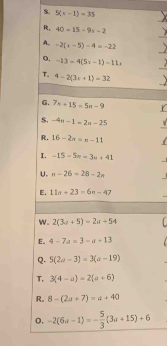 5(x-1)=35