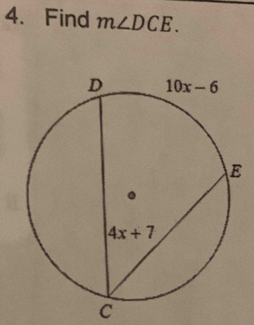 Find m∠ DCE.
C