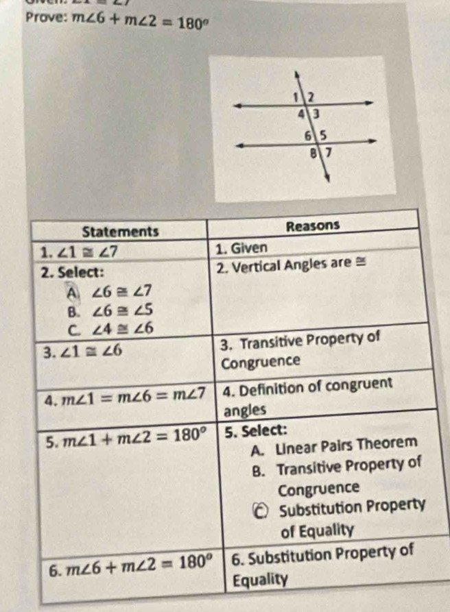 ∠ I
Prove: m∠ 6+m∠ 2=180°