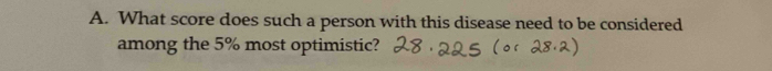 What score does such a person with this disease need to be considered 
among the 5% most optimistic?