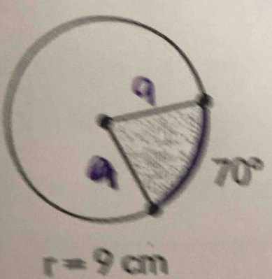 70°
r=9cm