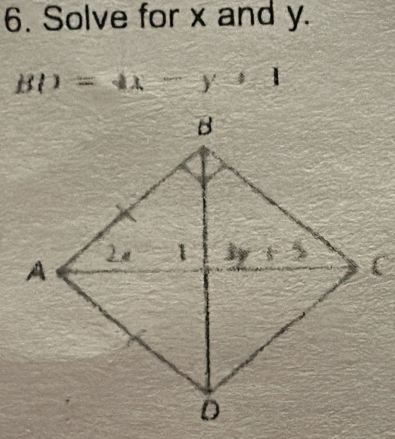 Solve for x and y.
BD=4x-y+1