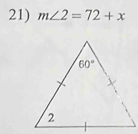 m∠ 2=72+x