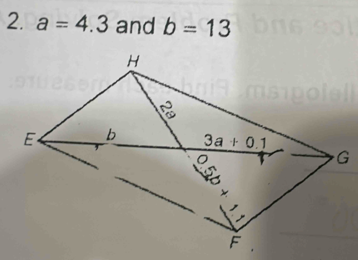 a=4.3 and b=13