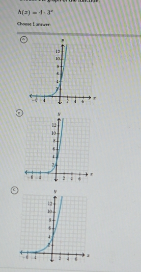 h(x)=4· 3^x
Choose 1 answer: 
a 
B