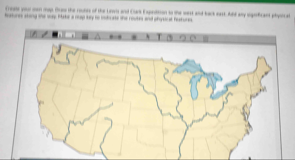 wour ewn map. Draw the routes of the L ewi tion to the west and back east. Add any significant physical 
along t e way Make a map key to indic a te a ph si cal feature