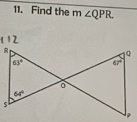 Find the m∠ QPR.