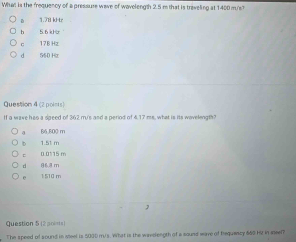 Solved: What is the frequency of a pressure wave of wavelength 2.5 m ...